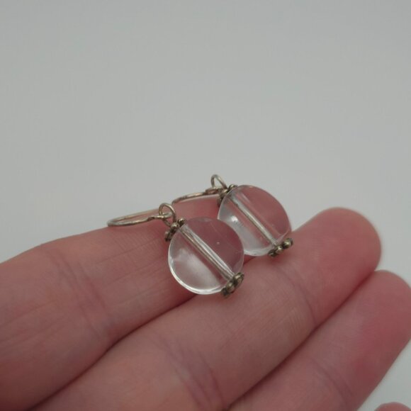 Sterling Silver Clear Glass Earrings A521 - Picture 2 of 5